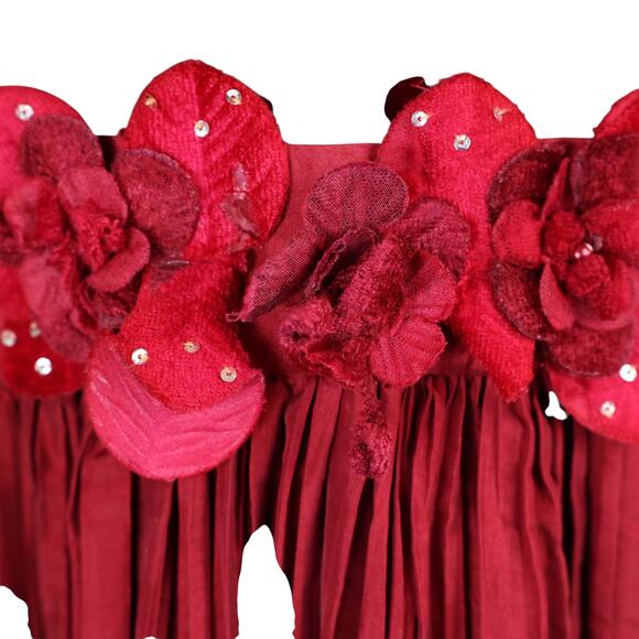 American Doll Girls Red Velvet Floral Waist Holiday Dress Size 8 - Picture 7 of 8